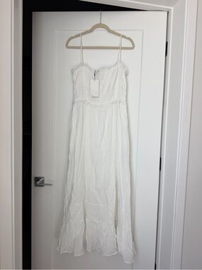Zara White Maxi Dress with Spaghetti Straps
